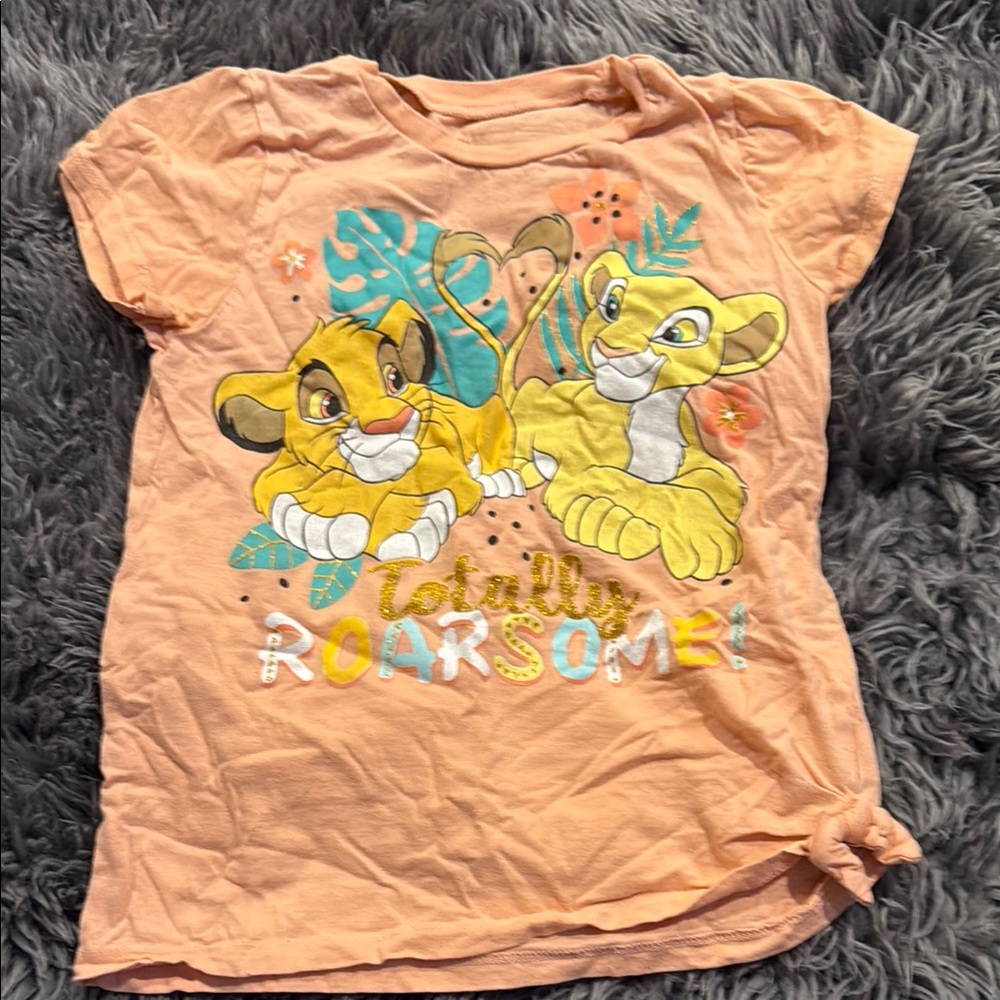 Disney Orange and Yellow Short Sleeve Tee with Cartoon Graphic